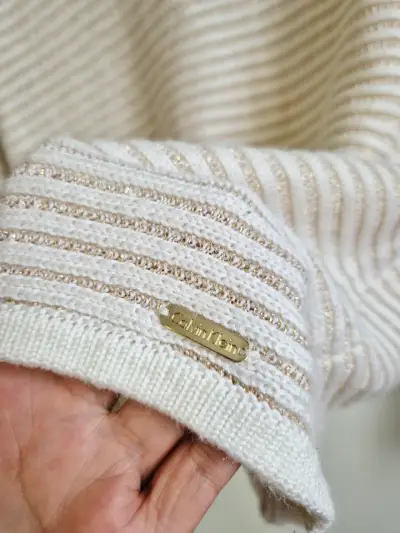 Suéter CK de lana beige con cuello alto - miniatura 5