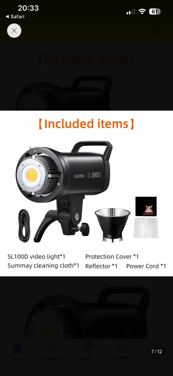 Luz de Video Godox SL100D con Accesorios