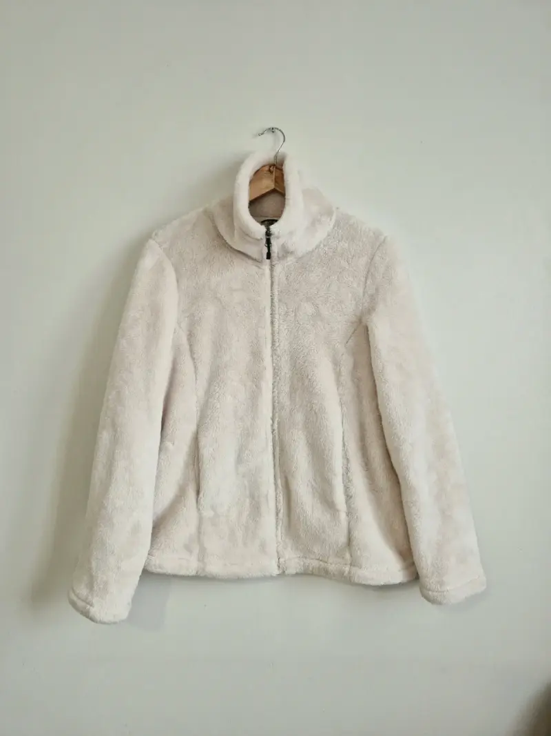 Chaqueta de felpa beige para mujer - 2