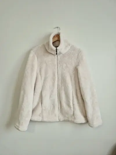 Chaqueta de felpa beige para mujer - miniatura 2