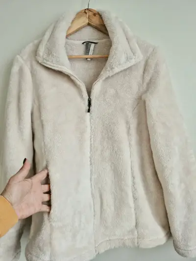 Chaqueta de felpa beige para mujer - miniatura 4