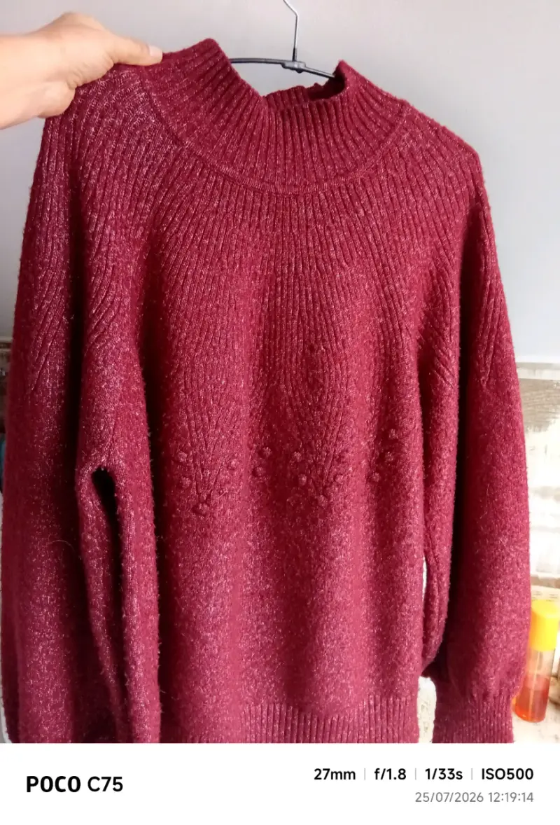 Suéter burdeos de punto suave para mujer - 1