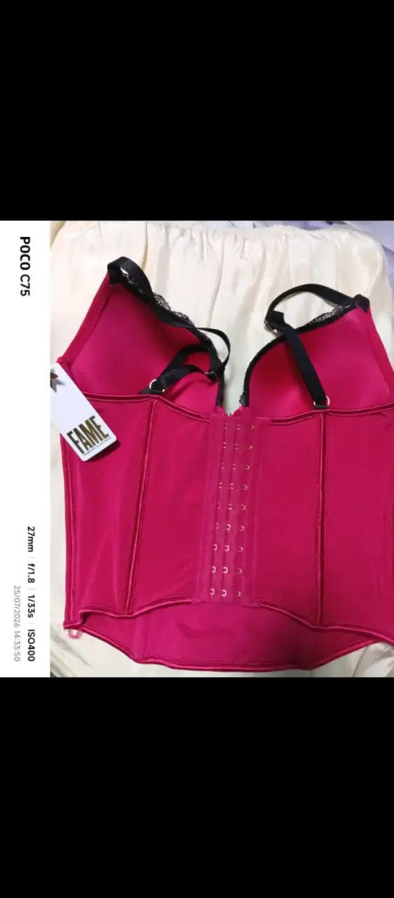Corset rojo con encaje negro talla 36C - 2