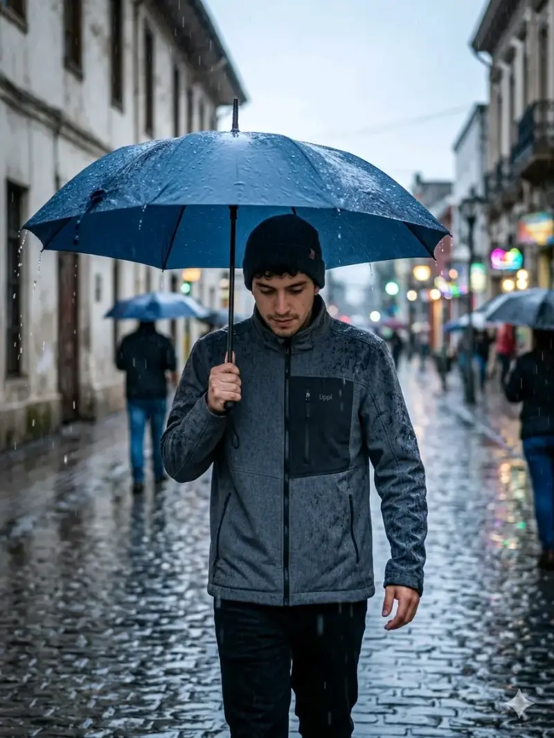 Chaqueta impermeable gris Lippi con bolsillo - 1
