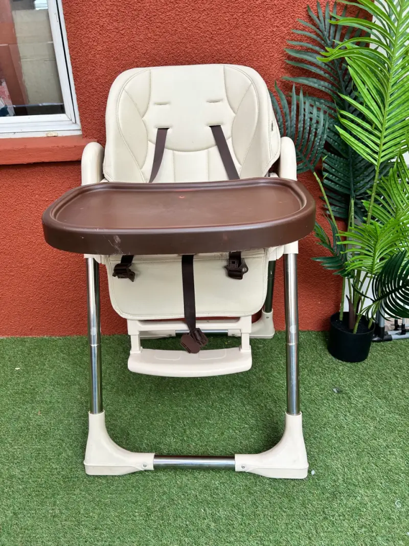 Silla de comer para bebé ajustable beige - 5