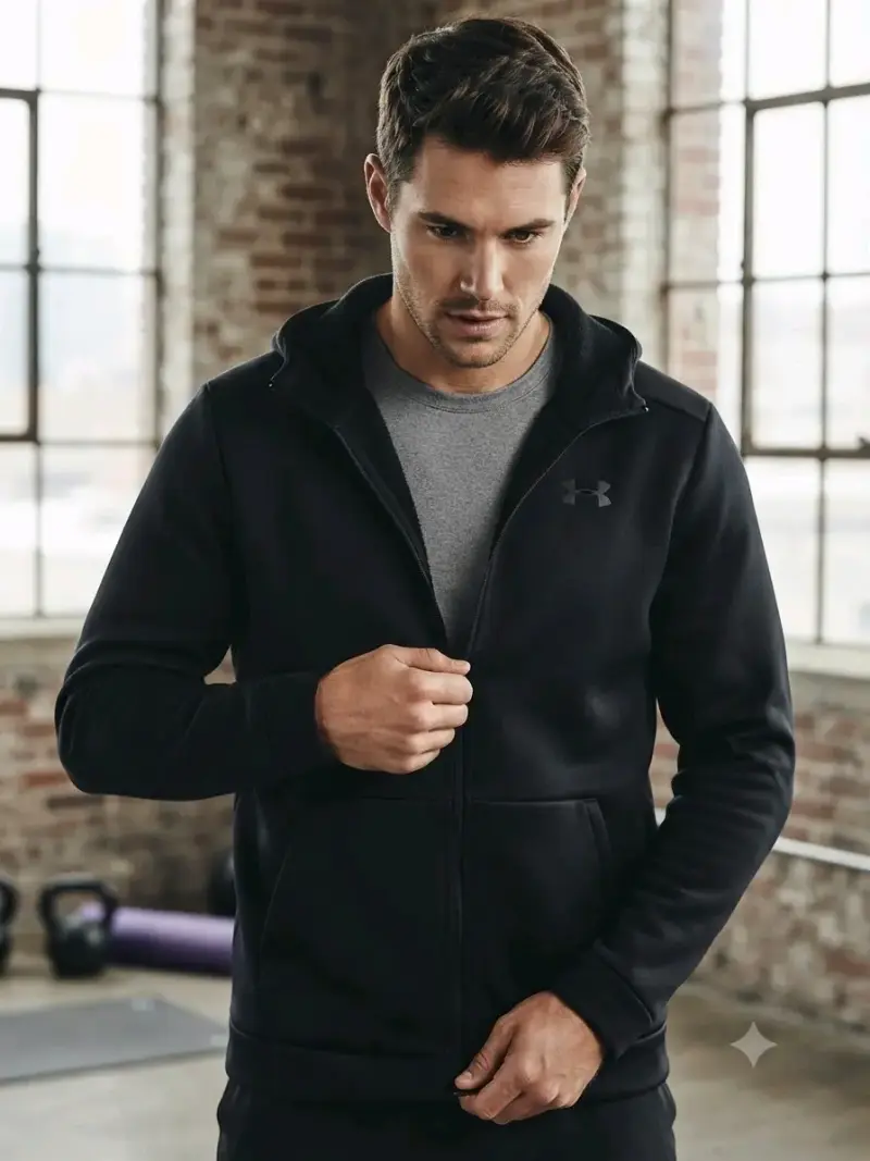 Polerón Negro Hombre Under Armour con Cierre - 1