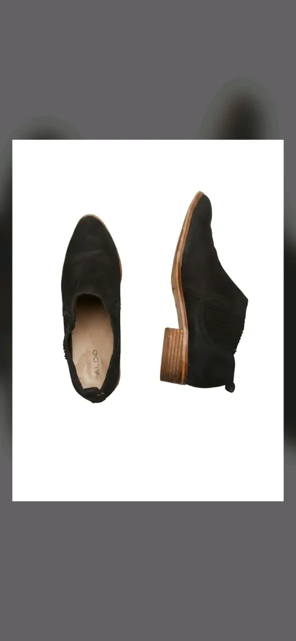 Botines Aldo de gamuza y cuero negro con tacón - 1