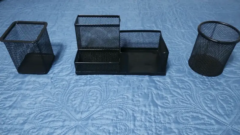 Set de organizadores de escritorio metálicos negros - 1