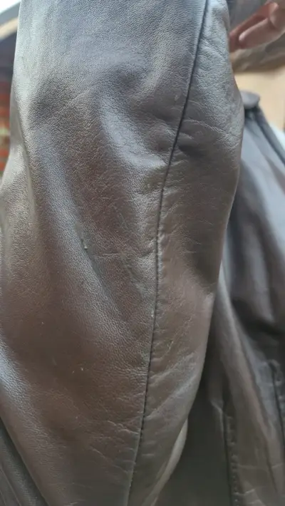Chaqueta de cuero natural marrón para mujer - miniatura 4