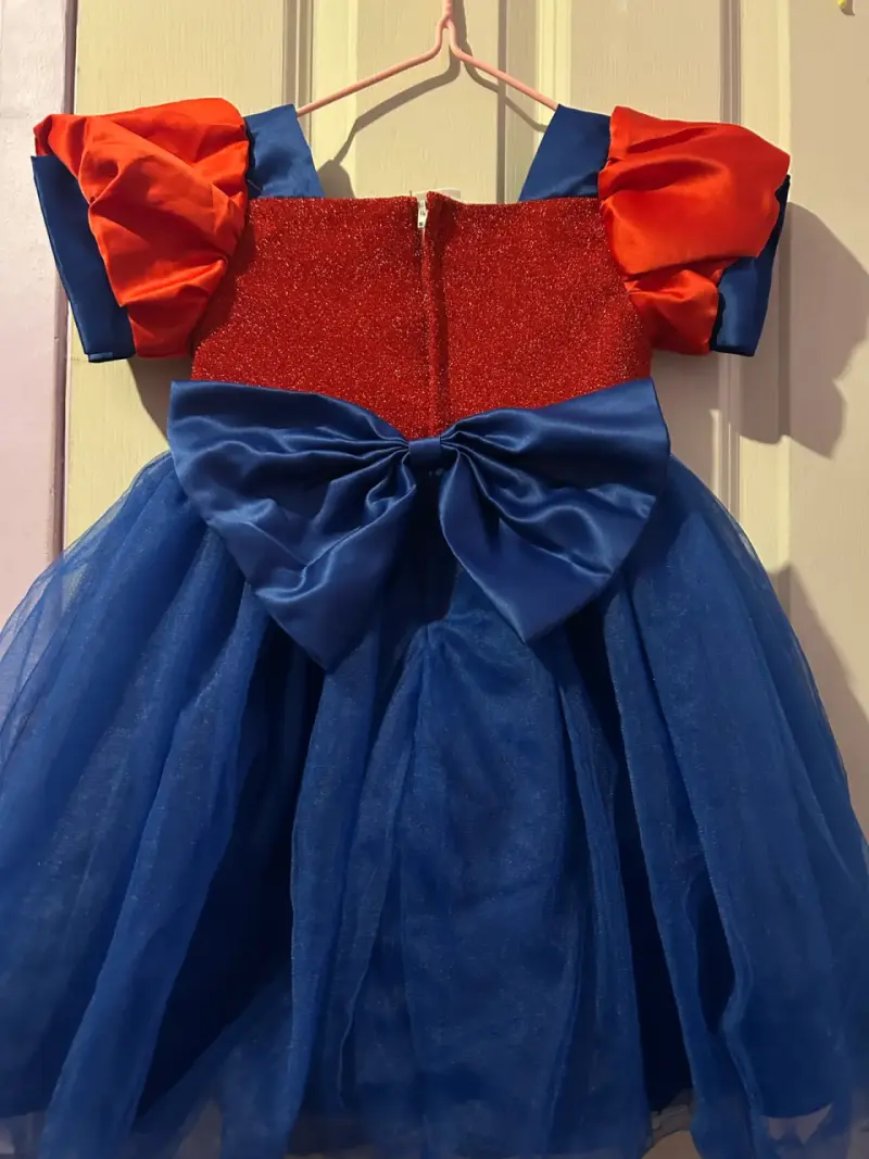 Disfraz de niña estilo superhéroe rojo y azul - 2