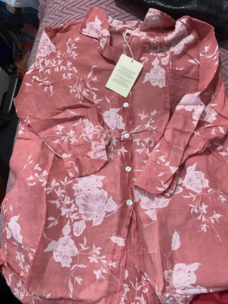 Blusa floral damasco hecha en Italia - 4