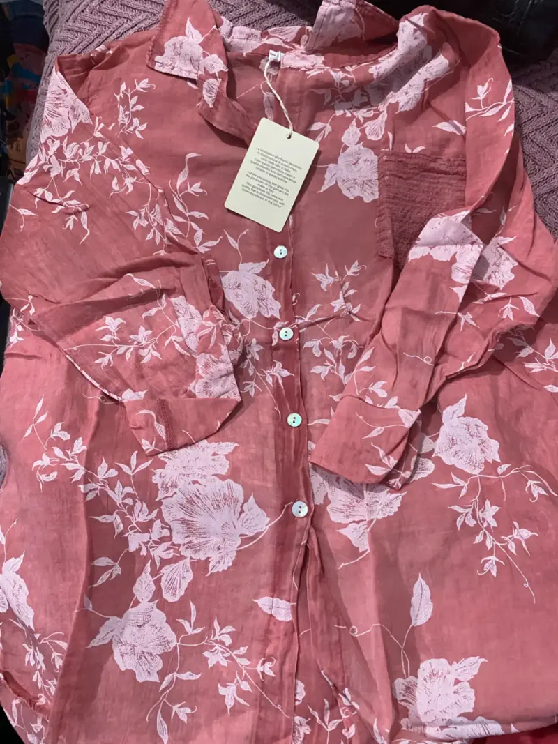 Blusa floral damasco hecha en Italia - 5