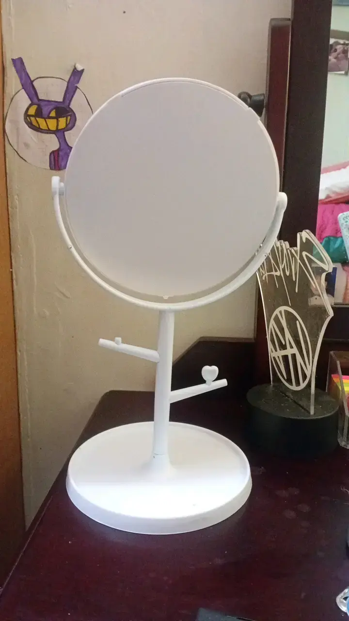 Espejo de tocador blanco con soporte - 3
