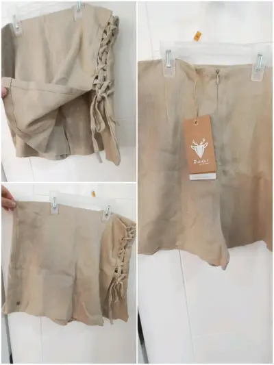 Shorts de lino beige con detalle lateral - miniatura 4