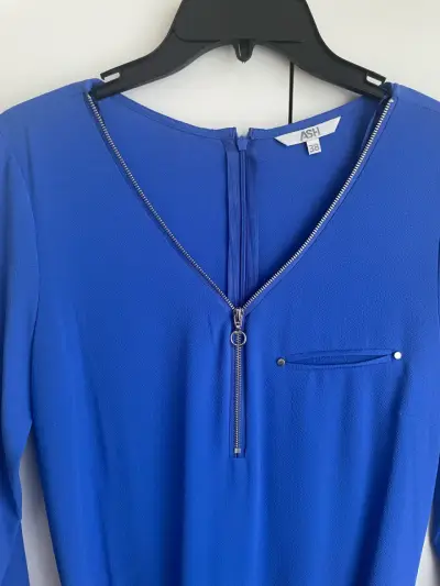 Vestido azul con cierre y cinturón ASH - miniatura 1