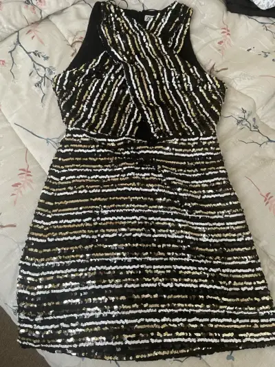 Vestido de lentejuelas negro y dorado Zara - miniatura 1