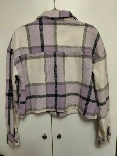 Chaqueta corta de cuadros lila y blanco - miniatura 2