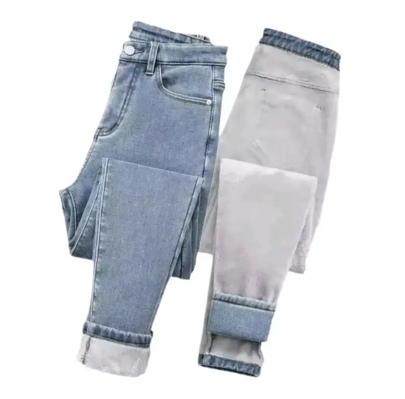 Jeans de mezclilla forrados térmicos para invierno - 1