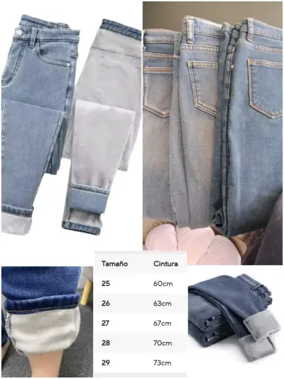 Jeans de mezclilla forrados térmicos para invierno - miniatura 6