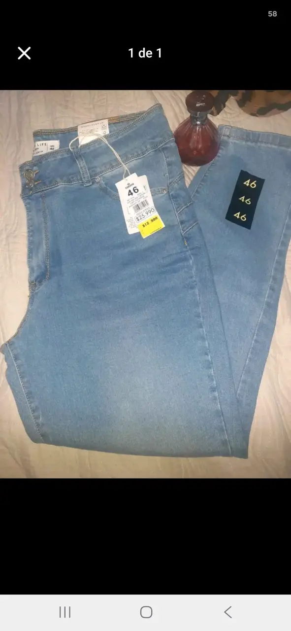 Jeans celestes talla 46 para mujer