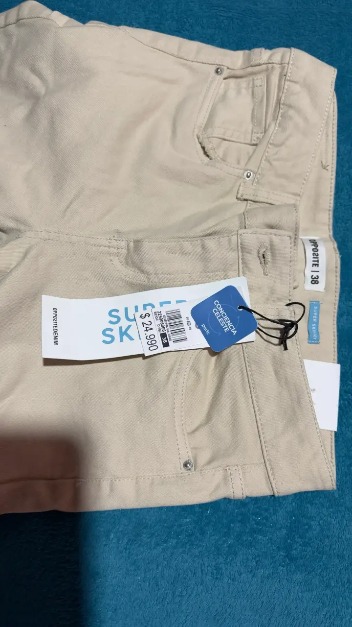 Pantalones beige pitillos talla 38 - 3