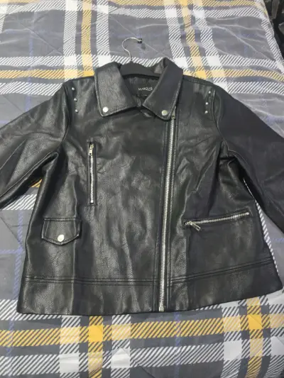 Chaqueta de cuero negra con bordado floral Marquis - miniatura 1