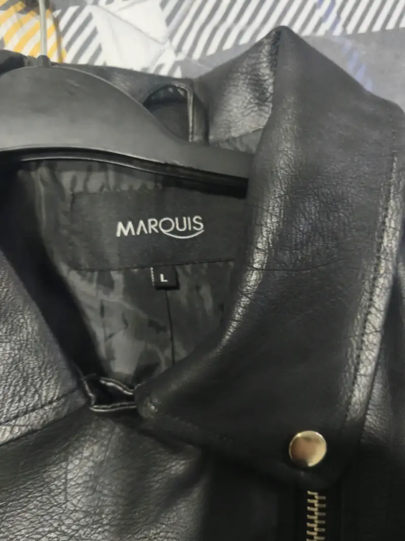 Chaqueta de cuero negra con bordado floral Marquis - 3