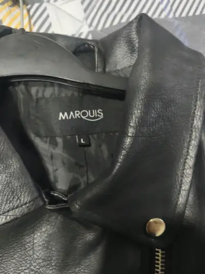 Chaqueta de cuero negra con bordado floral Marquis - miniatura 3