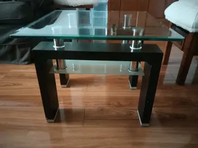 Mesa de centro de vidrio y metal moderna - miniatura 2