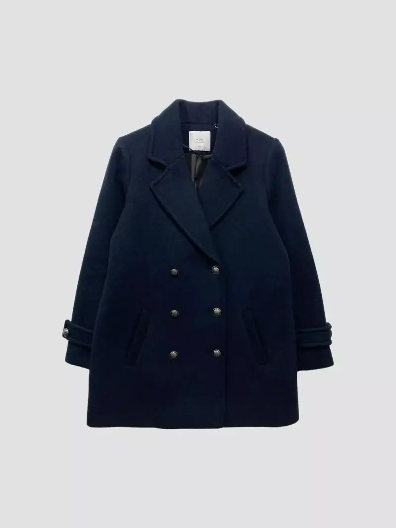 Abrigo azul marino de lana para mujer