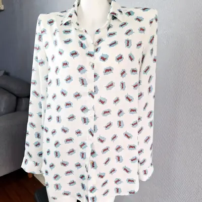 Blusa estampada blanca de mujer - miniatura 1