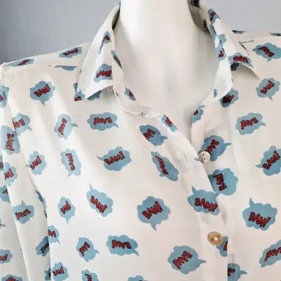 Blusa estampada blanca de mujer - miniatura 2