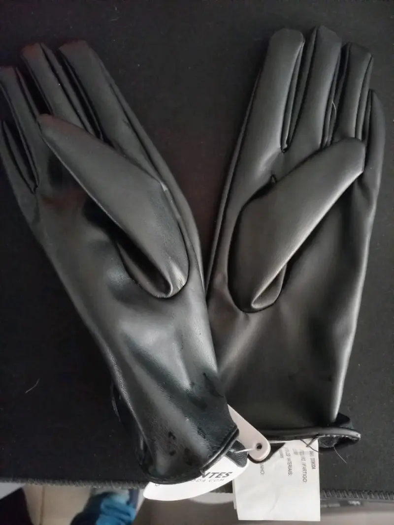 Guantes de cuero sintético negros con forro - 2
