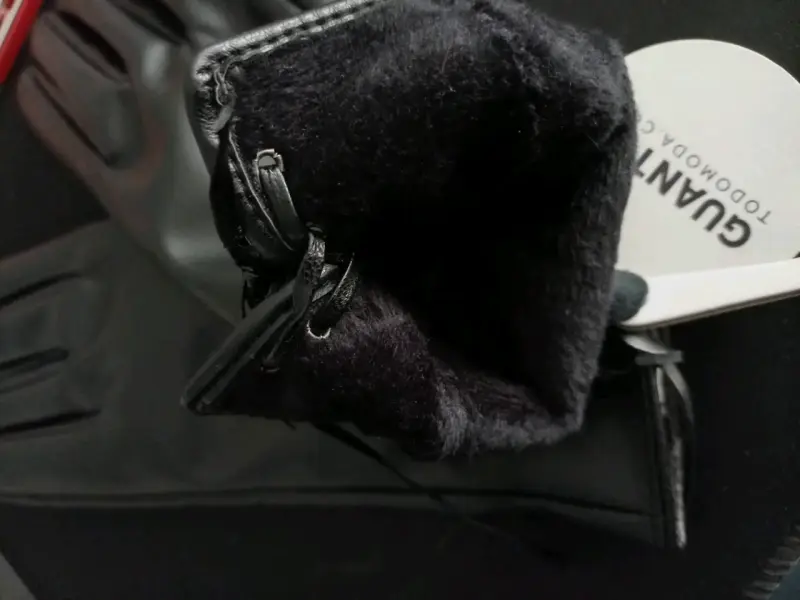 Guantes de cuero sintético negros con forro - 3