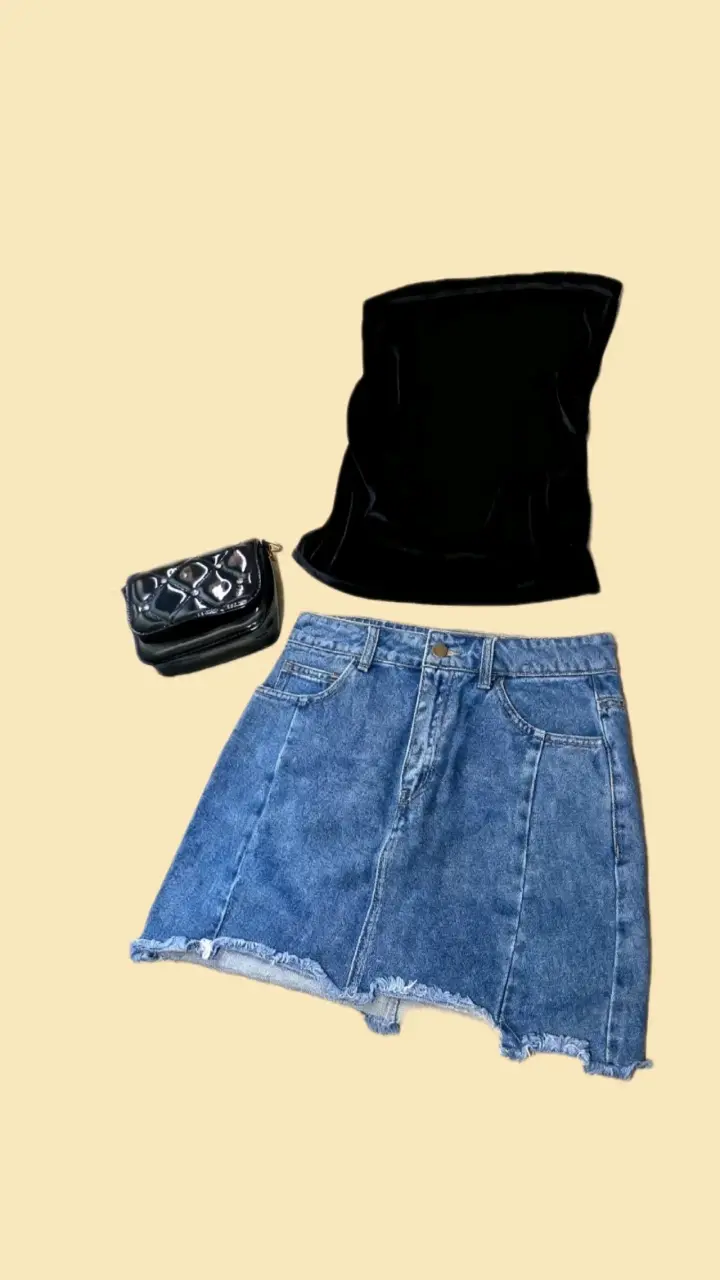 Conjunto de falda y top negro elegante