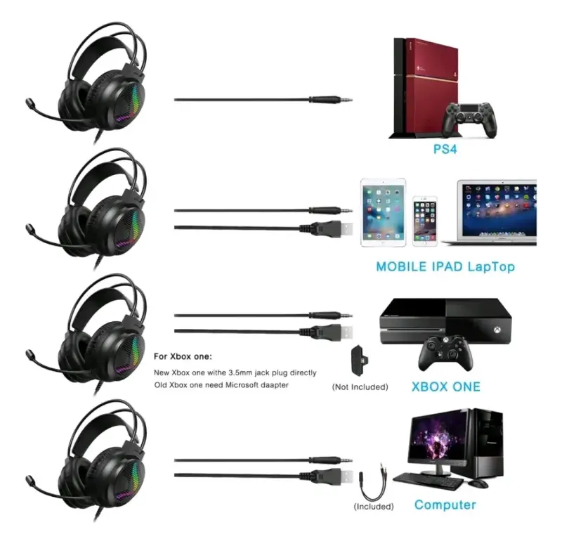 Auriculares Gaming Gamer Bluetooth Micrófono. - 2