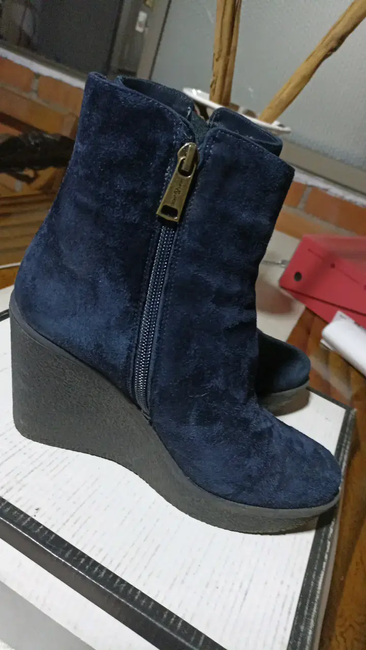 Botines de gamuza azul con plataforma - 2