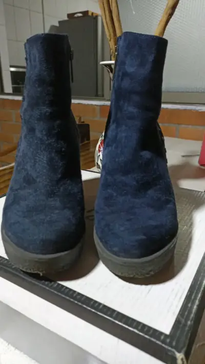 Botines de gamuza azul con plataforma - miniatura 3
