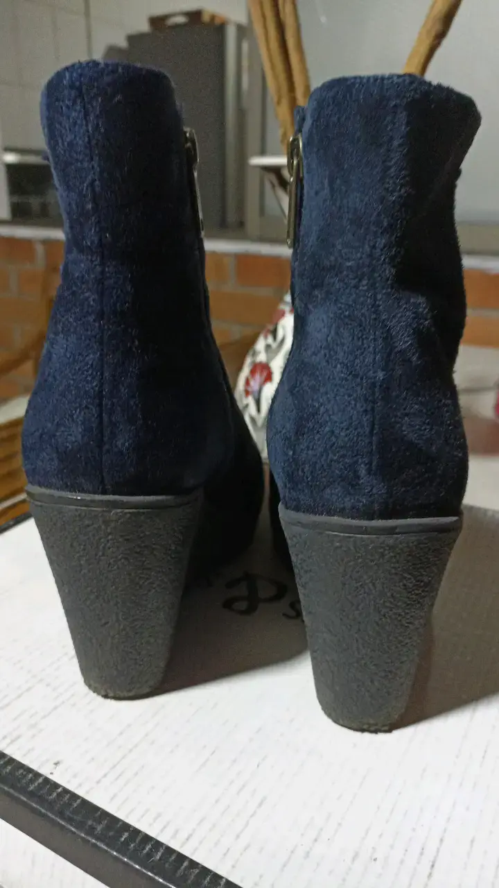 Botines de gamuza azul con plataforma - 4