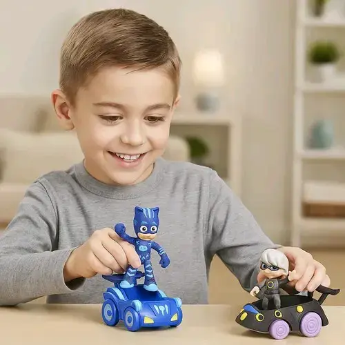 Set de figuras PJ Masks Catboy y Luna Girl con vehículos - 2