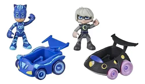 Set de figuras PJ Masks Catboy y Luna Girl con vehículos - 3