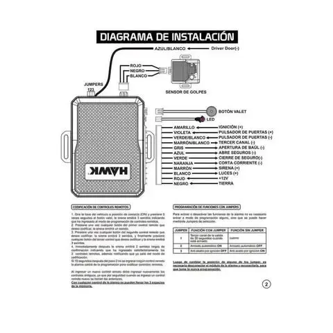 Alarma para auto Hawk One con control remoto - 4