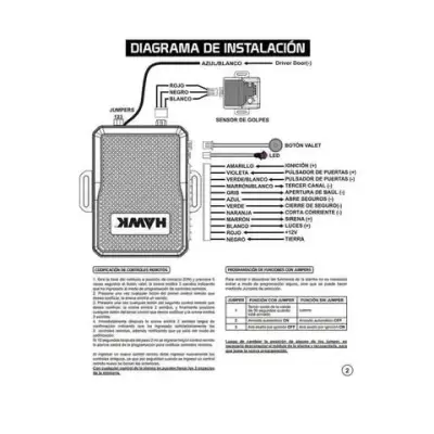 Alarma para auto Hawk One con control remoto - miniatura 4