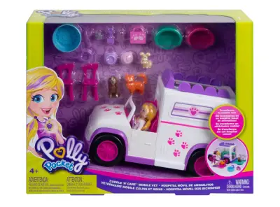 Set de juego Polly Pocket Hospital Móvil de Animales - miniatura 1