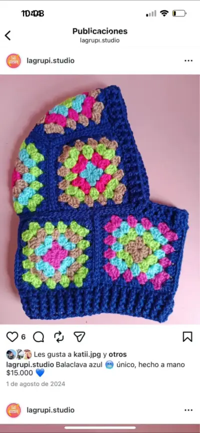Balaclava azulo verde hecha a mano única - miniatura 1