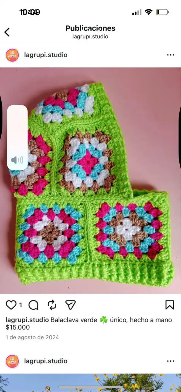 Balaclava azulo verde hecha a mano única - 2