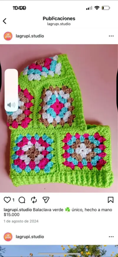 Balaclava azulo verde hecha a mano única - miniatura 2