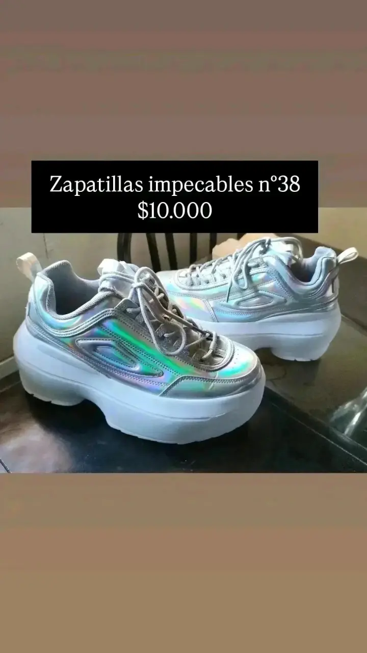 Zapatillas holográficas plateadas talla 38