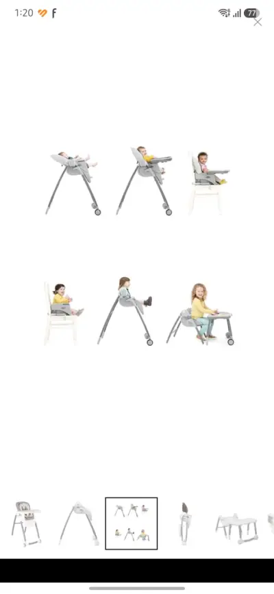 Silla de comer para bebé Joie gris ajustable - miniatura 6