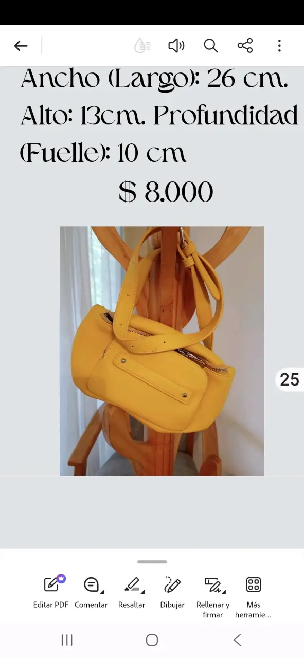 Bolso amarillo de cuero sintético compacto